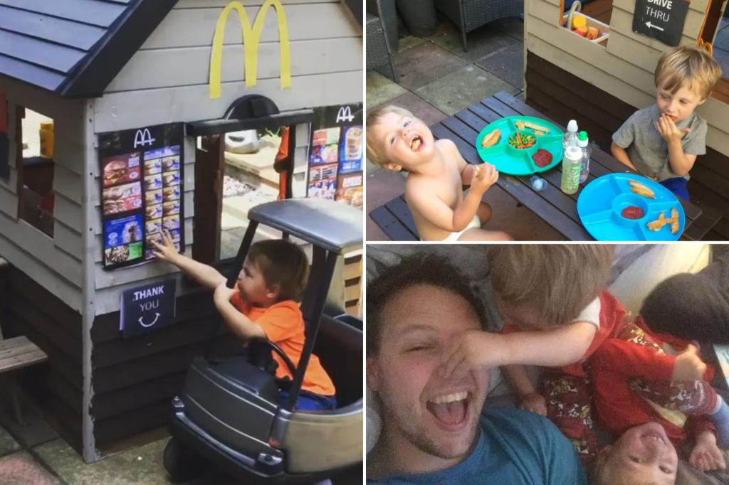 Dad creates mini McDonald's drive-thru for kids - for $50