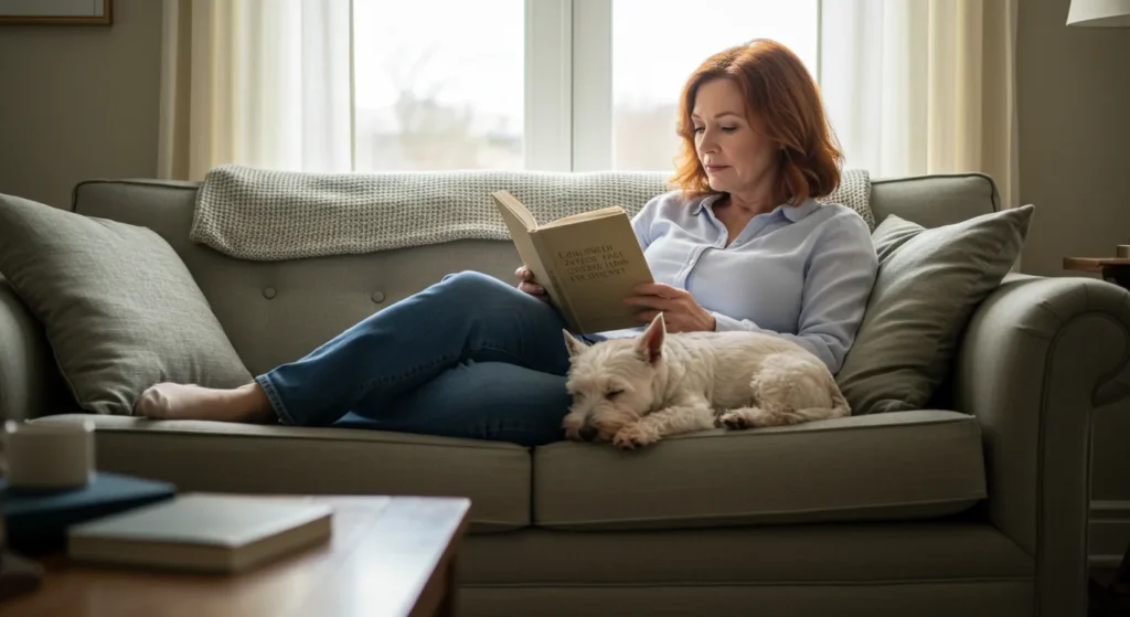 Peace of mind with dog health insurance - relaxed owner and dog.