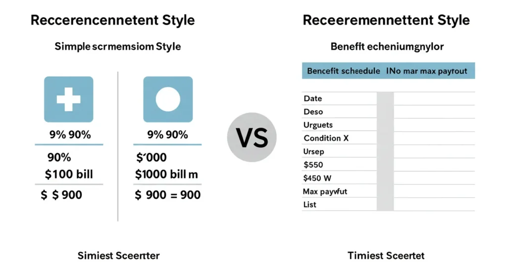 Nationwide dog insurance reimbursement comparison - percentage vs benefit schedule.