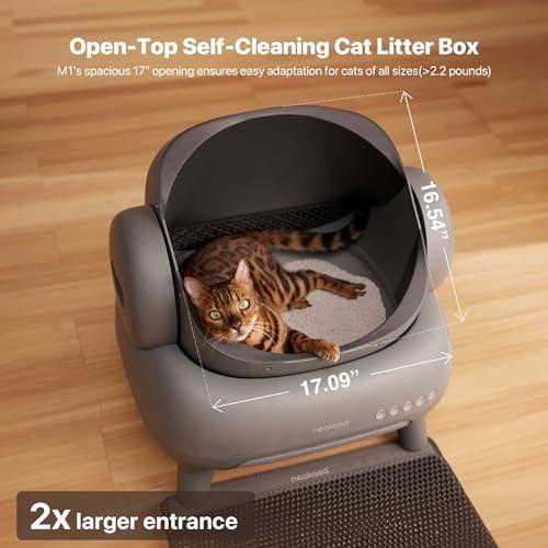         Neakasa M1 Open-Top Self Cleaning Cat Litter Box, Automatic Cat Litter Box with APP Control, Odor-Free Waste Disposal Includes Trash Bags       