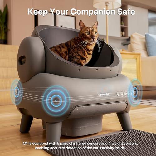        Neakasa M1 Open-Top Self Cleaning Cat Litter Box, Automatic Cat Litter Box with APP Control, Odor-Free Waste Disposal Includes Trash Bags       