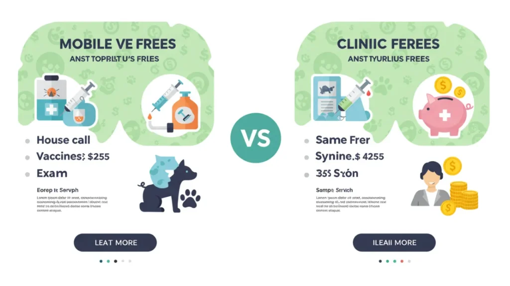 Infographic: price comparison table for mobile vs clinic pet services
