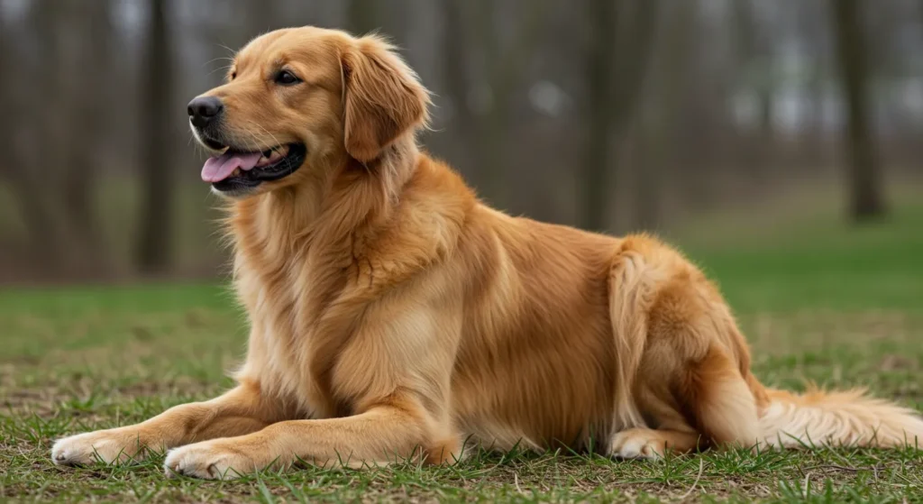 Golden Retriever fetching a ball, displaying intelligence and friendly nature