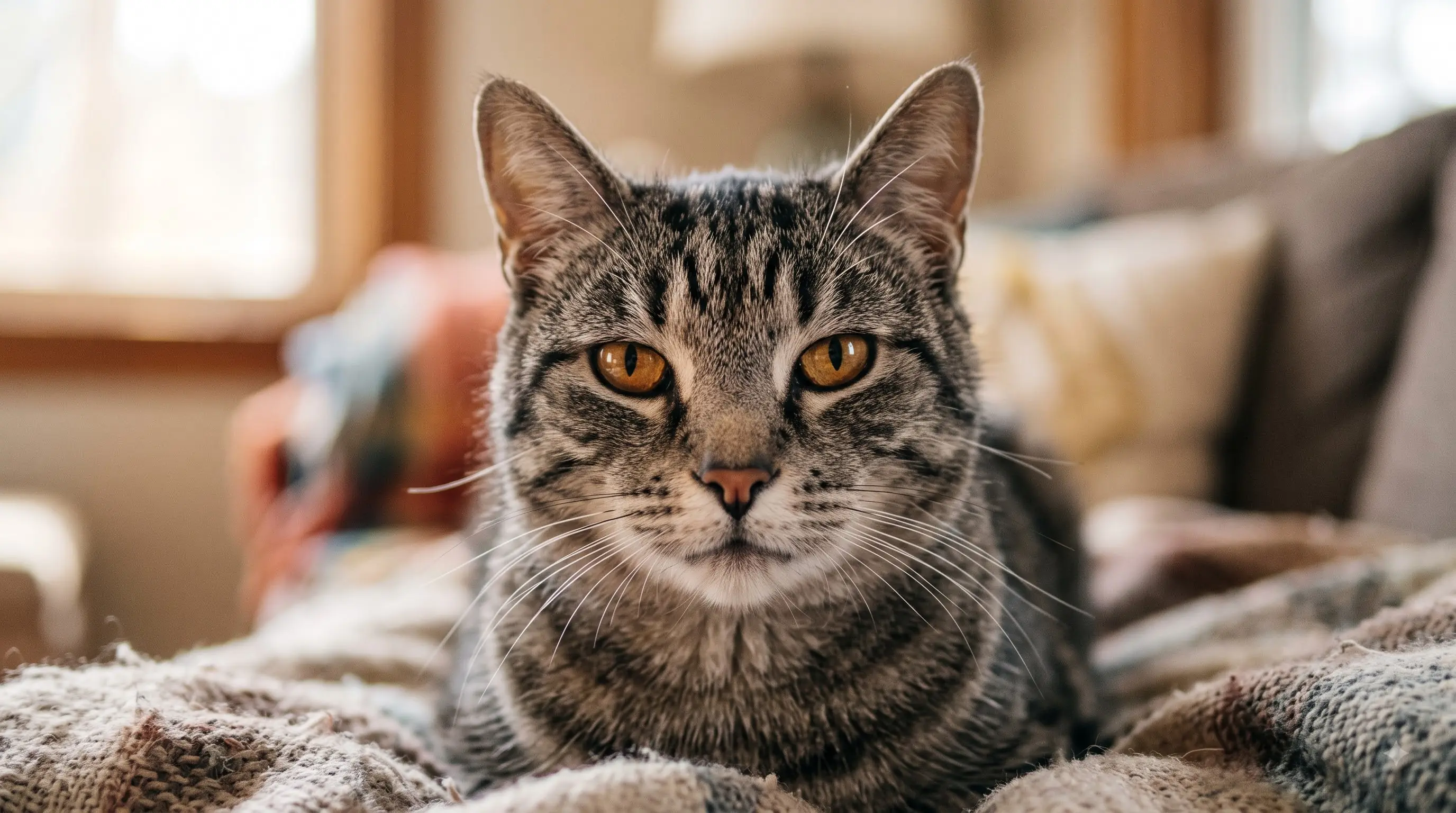 adopting a senior cat resting calmly with a content expression
