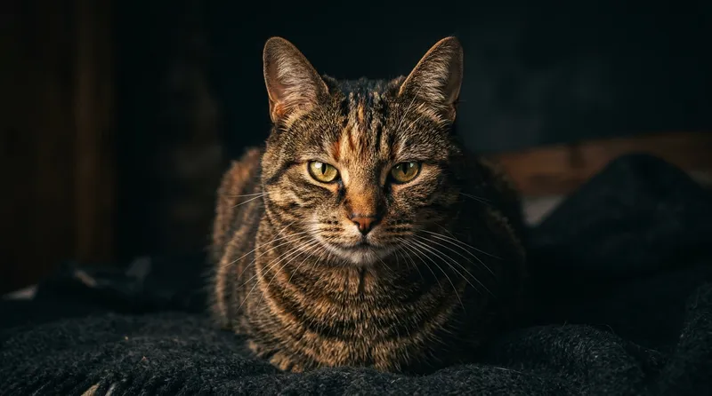 cat with intense mischievous stare
