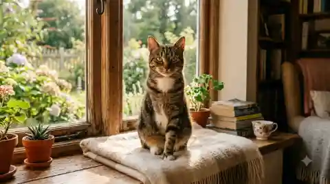 three-legged cat who never missed a beat - confident cat sitting upright on a sunny windowsill