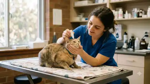 shelter's special needs cats find their perfect match - caretaker gently giving eye drops to a calm cat