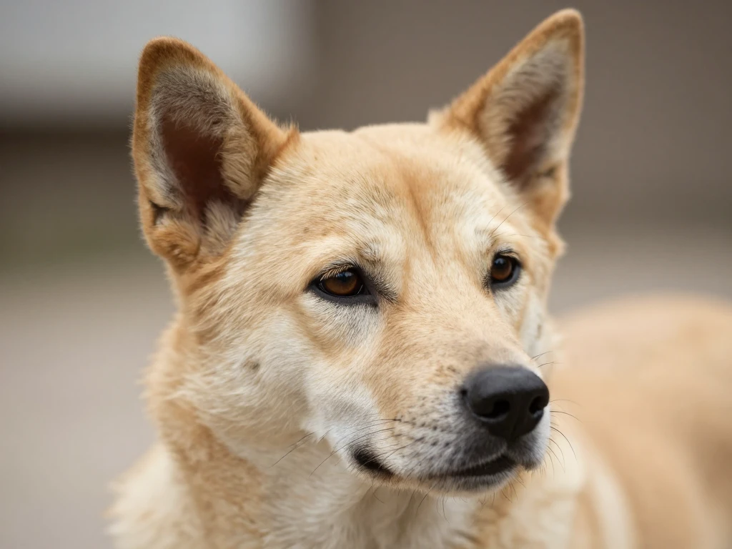 close up of dog ears and head angle
