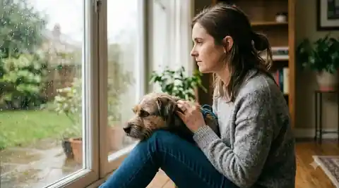 how rescue dogs learn to trust - dog resting calmly beside owner near window