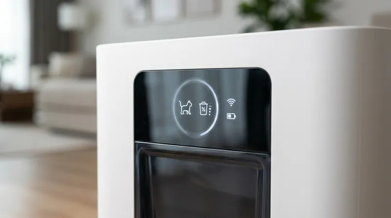 close up of smart litter box sensor display
