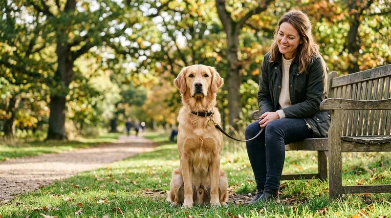 well trained dog sitting attentively outdoors