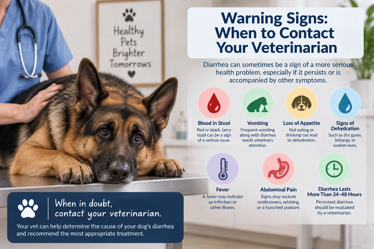 Dog diarrhea warning signs that may need veterinary attention