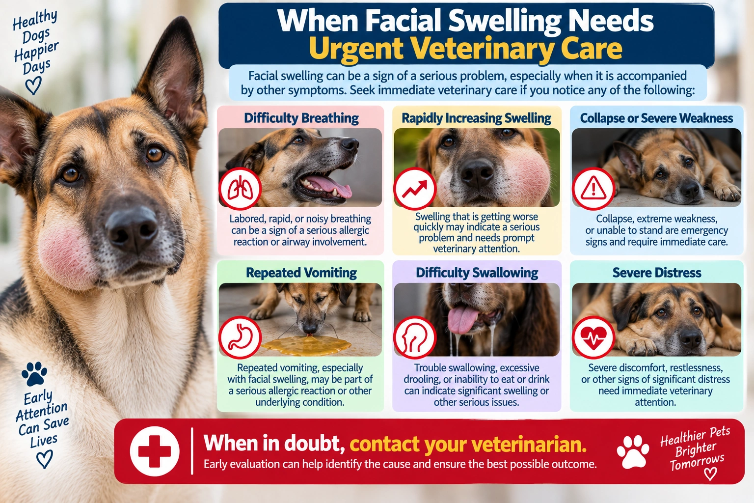 Dog facial swelling warning signs that need urgent veterinary care